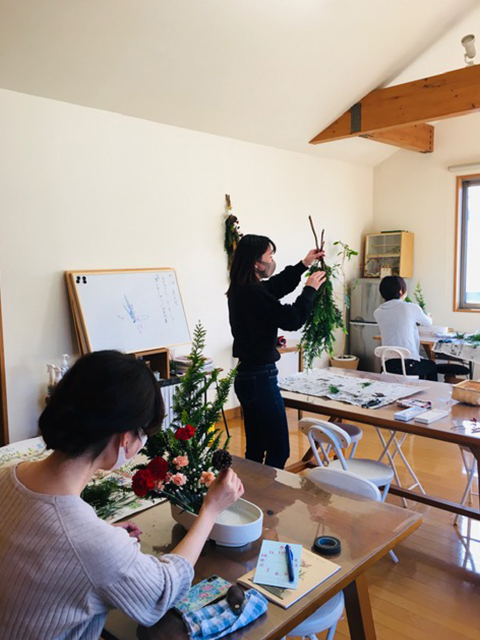 クリスマス花のお稽古